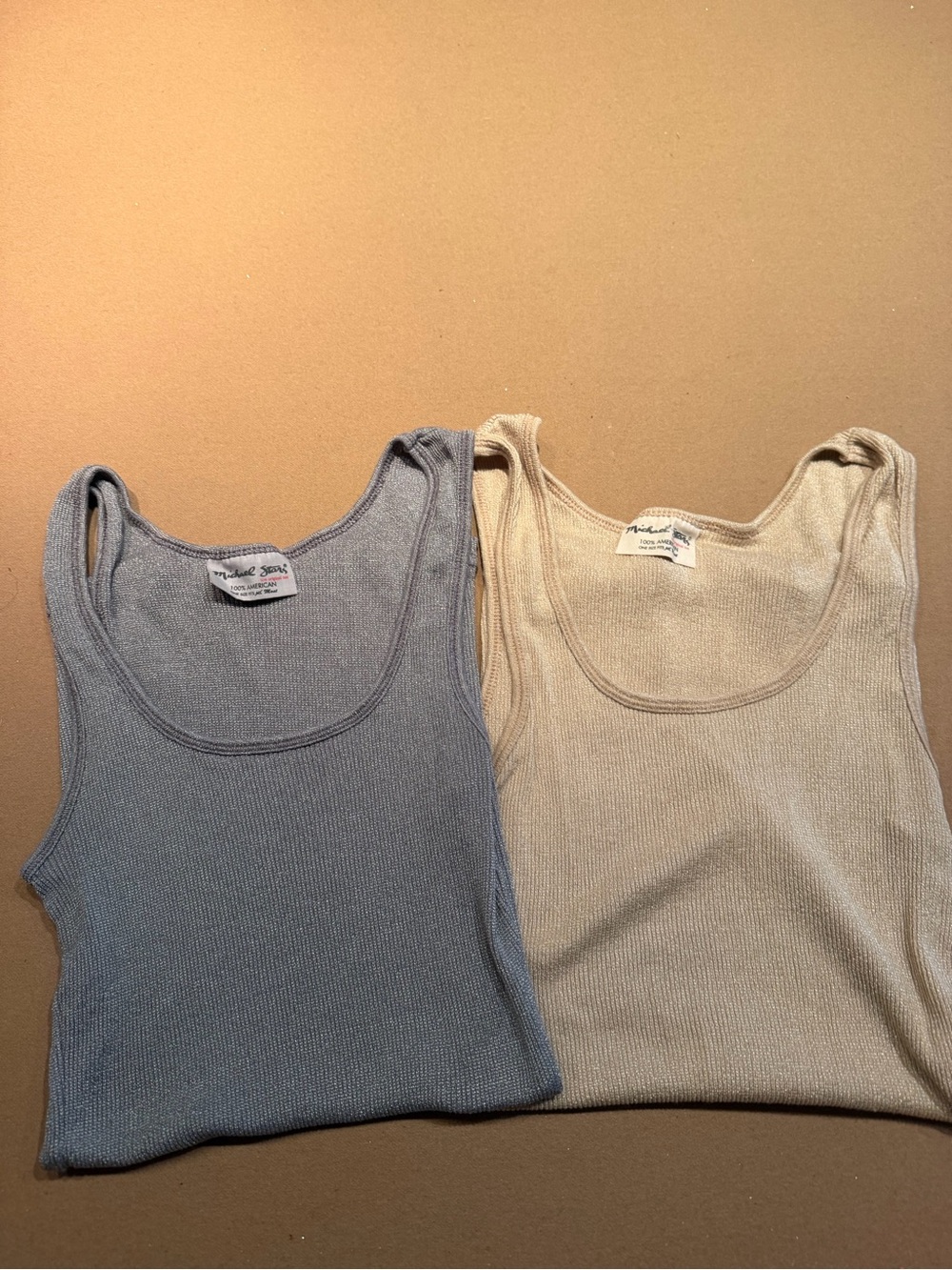 Michael Stars Scoop Neck Ribbed Tank Duo — silver and gold